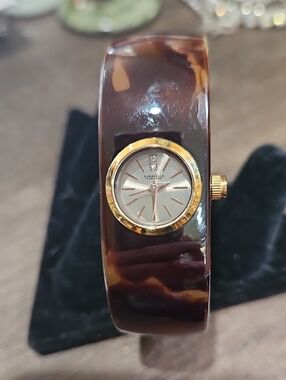 VINTAGE Caravelle Faux  Tortoiseshell Bangle Watch - Model 44L139